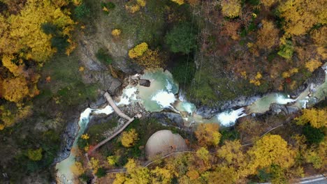 aerial shot of giresun blue lake in autumn
