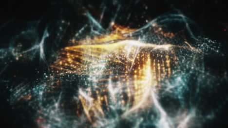 partículas abstractas cinematográficas desenfocarse en el espacio cibernético entorno de fondo digital