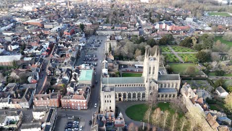 town centre bury st edmunds suffolk uk drone,aerial