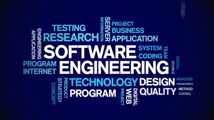 Software Engineering Animated Tag Word Cloud,Text Animation seamless loop.