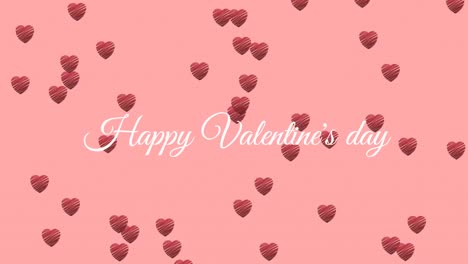 Happy-valentine's-day-text-with-hearts-on-pink-background