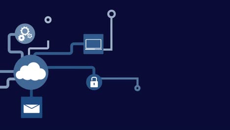 Animation-of-network-of-connections-in-blue-background