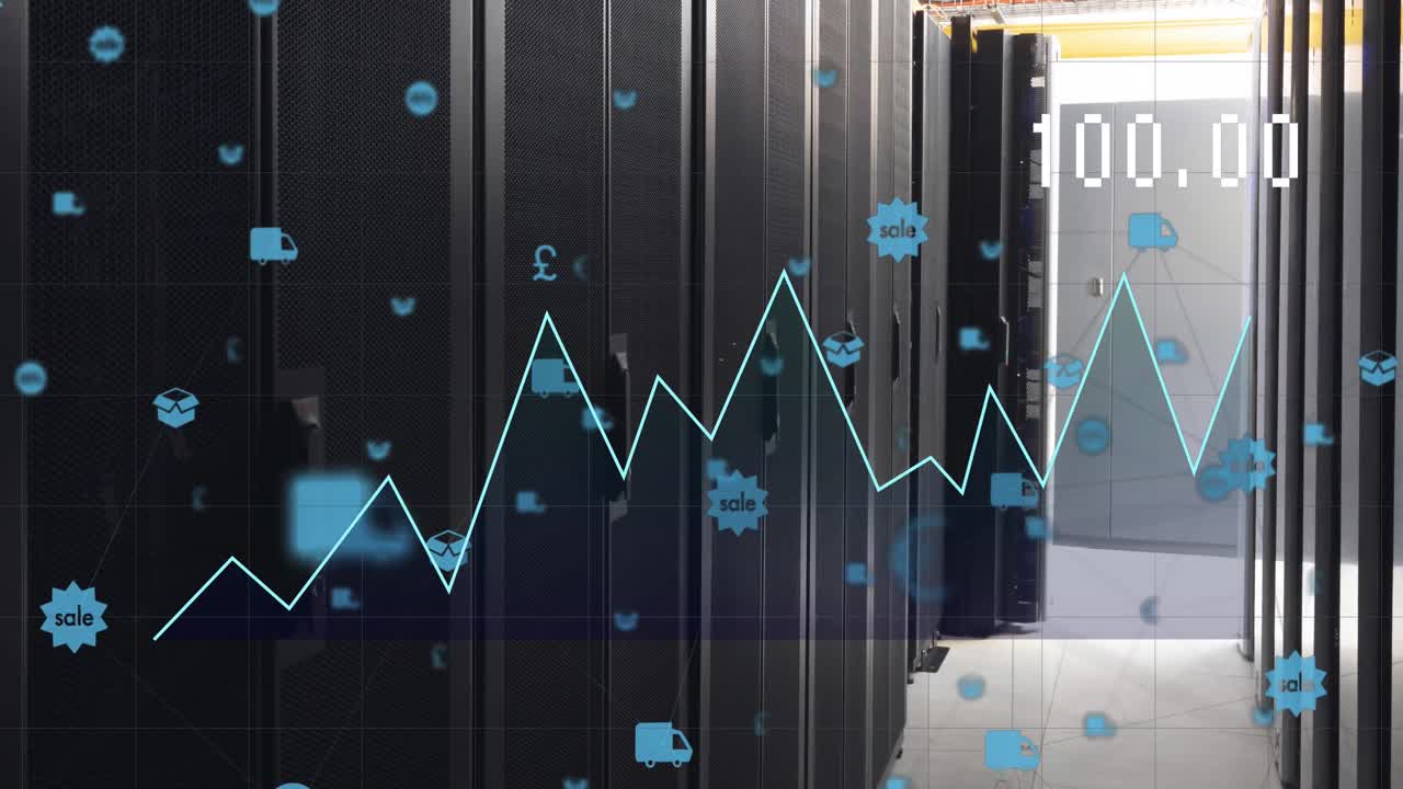 Animation of graph and icons over servers