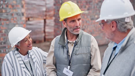 construction workers meeting at a construction site