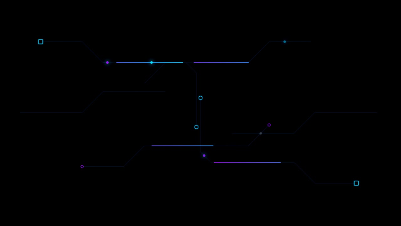 Abstract Digital Circuit Lines Connecting on Black Background