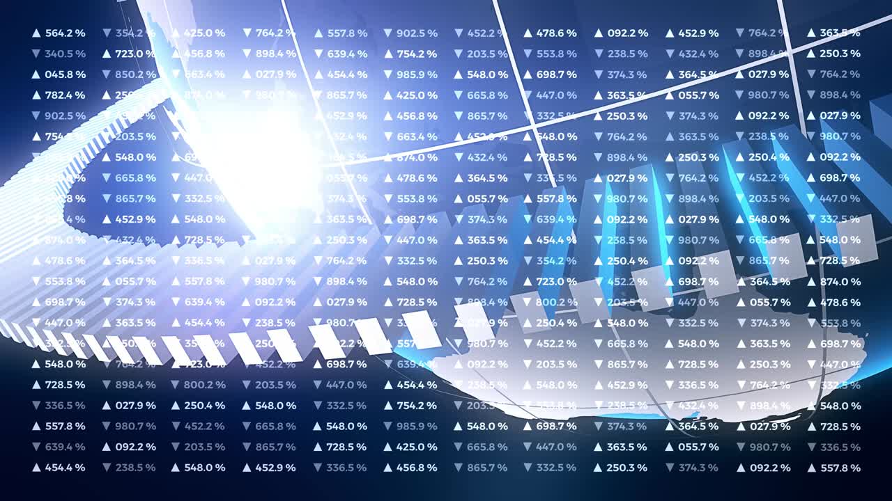 금융 뉴스 애니메이션, 데이터, 숫자, 그래프