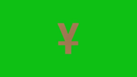 golden yuan sign isolated on green screen