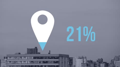 location pin and percentage over landscape