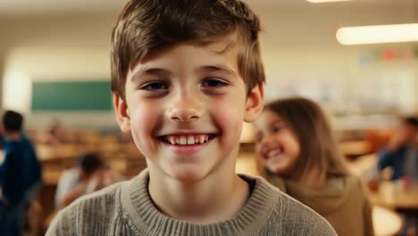 smiling boy in a classroom