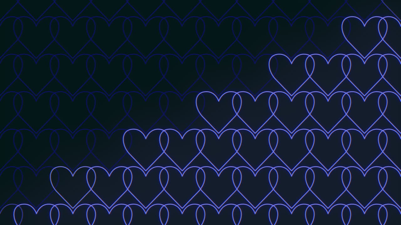 블랙 그라데이션에 보라색 네온 하트 패턴