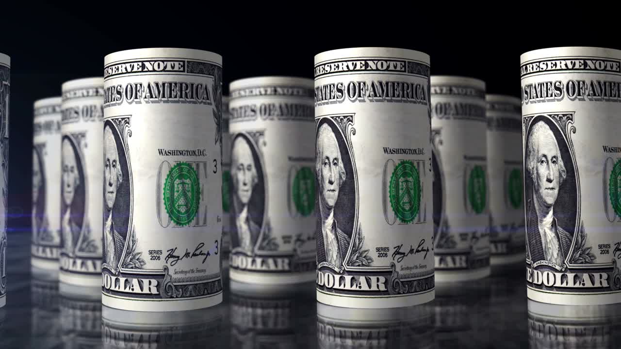 billetes de dinero rollos de dólares bucle sin costuras