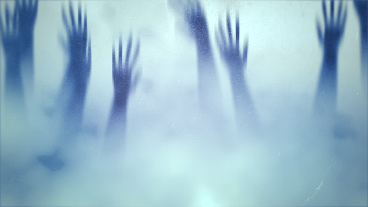 мистический фон ужасов с руками за стеклом