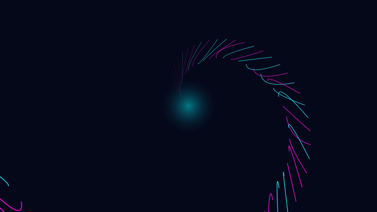 Abstracte Spiraalbeweging van Neonlichtsporen op Donkere Achtergrond