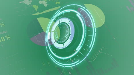 animación del círculo de procesamiento sobre gráficos en fondo verde