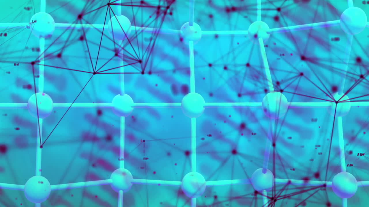 animación de la red de connectones y cadenas de adn en fondo azul