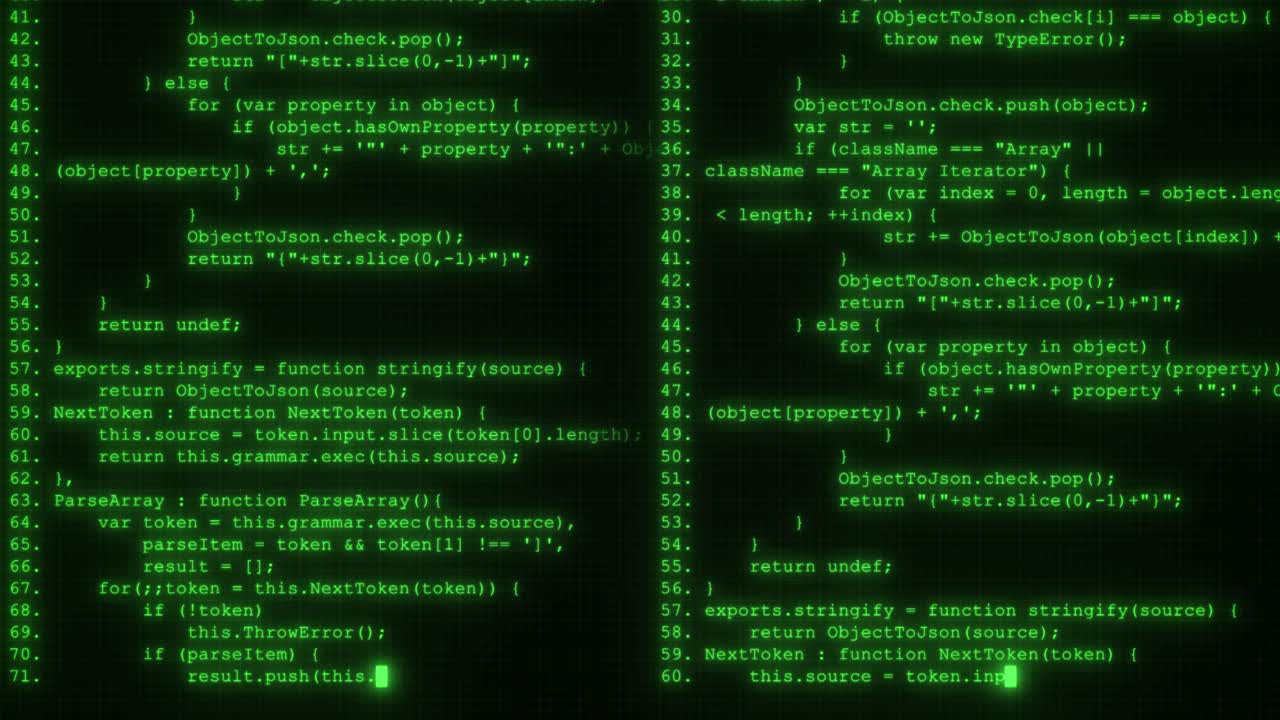 Fremtidsagtig grøn binær kode matrix. Cyber hacker datanetværk animation.