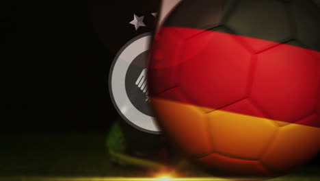 Jugador-De-Fútbol-Pateando-La-Pelota-De-La-Bandera-De-Alemania