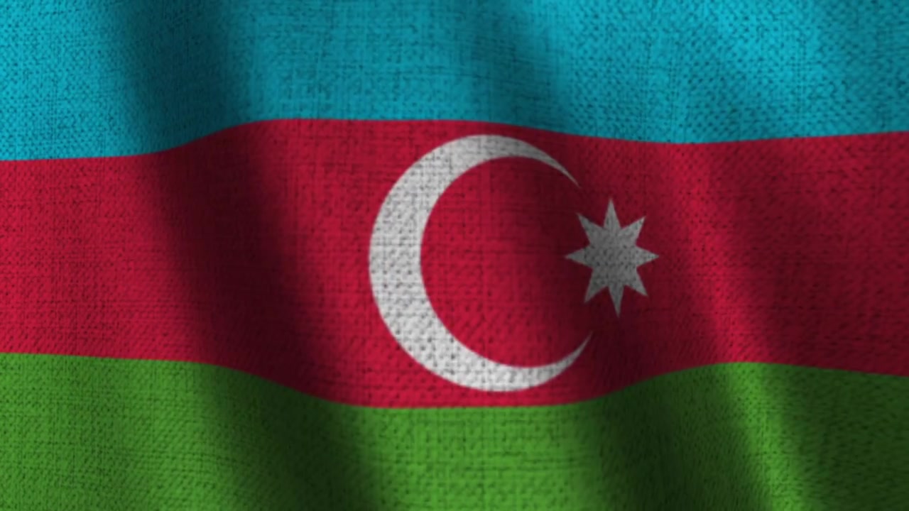 Fondo Cinematográfico con la Bandera Nacional de Azerbaiyán.