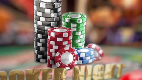 ilustración 3d de fichas y simbolismo de "noche de póquer" sobre un fondo de casino