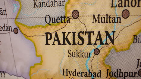 close-up view of pakistan on a world map or globe
