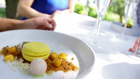 Plates-of-desserts-on-the-table-during-lunch