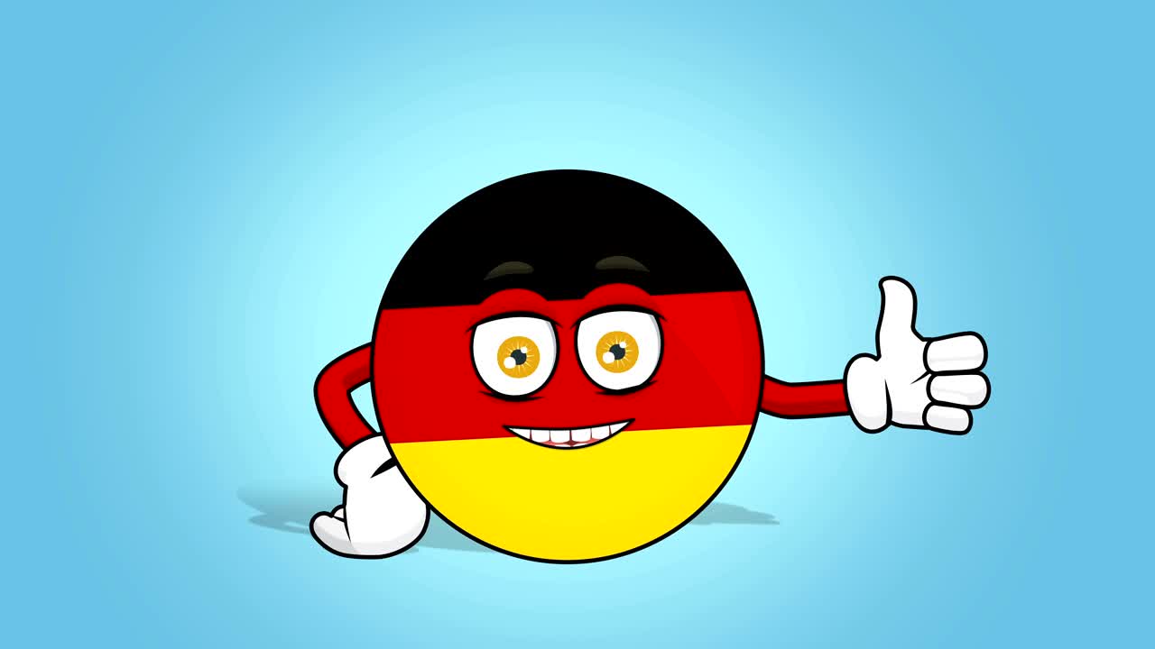 cartoon-symbol flagge der bundesrepublik deutschland daumen nach oben wie mit gesichtsanimation