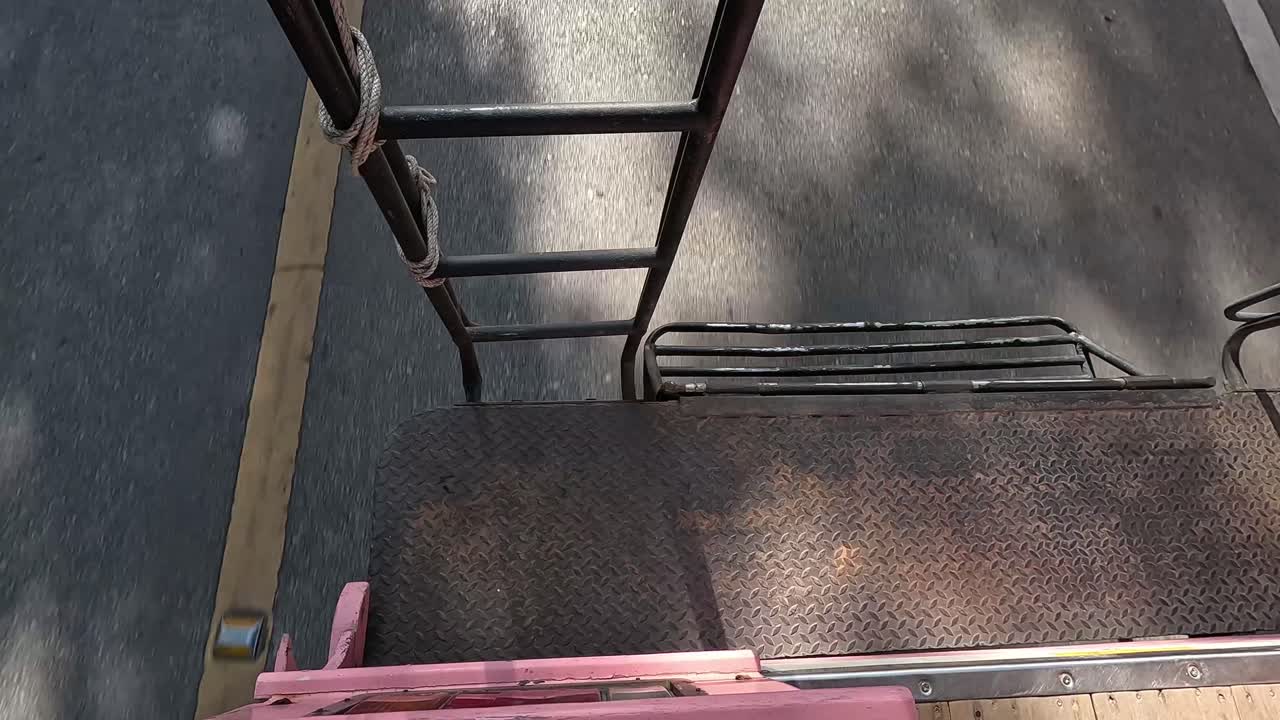 View from open tourist truck, Ao Nang street, Thailand, sunny day transport ride vibe