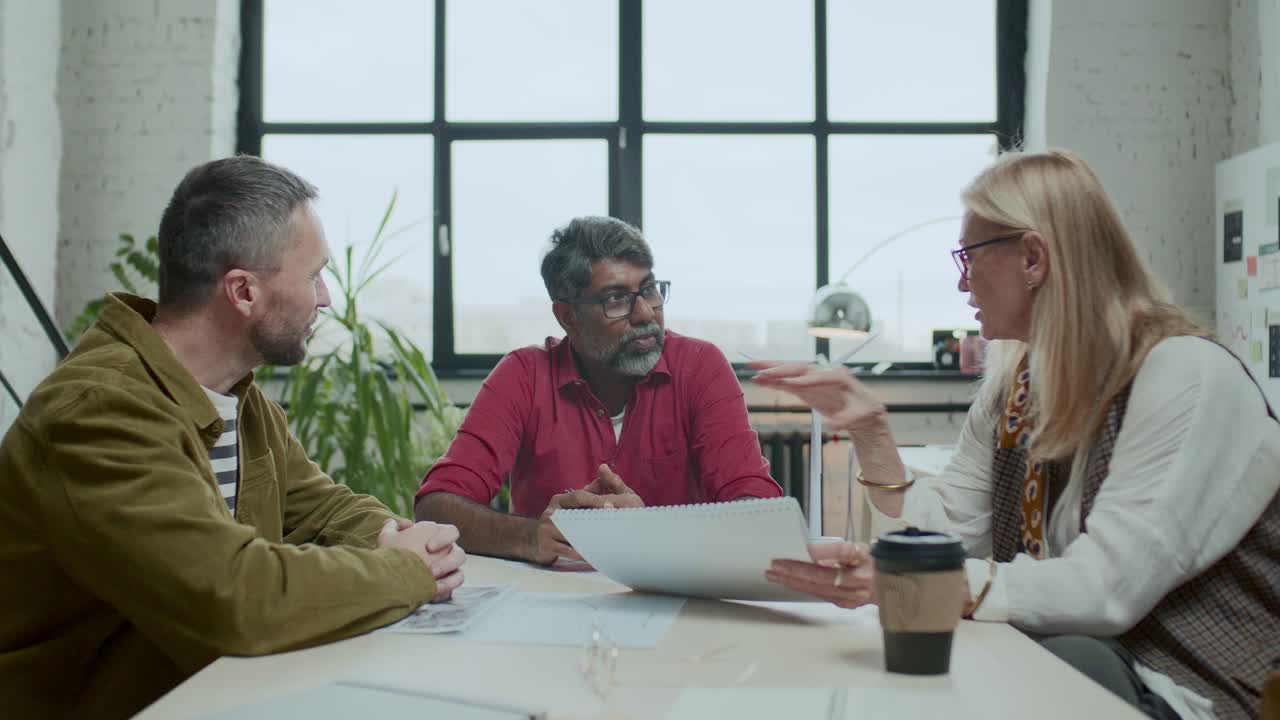 Senior Businesswoman Discussing Renewable Energy Project with Team