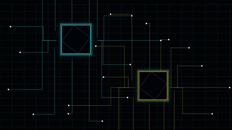 Abstract Digital Network Connection with Glowing Squares
