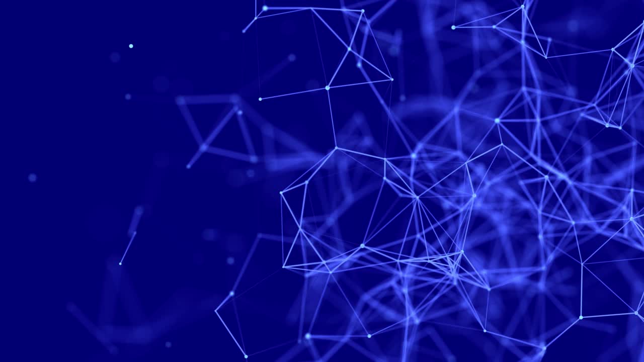 Abstract digital connection moving dots and lines. Technology background. Network connection structure. Plexus effect. 3d Seamless loop. 4K