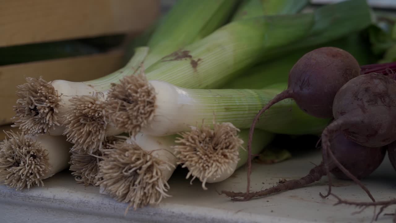 Leeks and Beets at Farmers Market