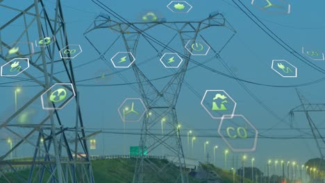 Animation-of-digital-icons-over-power-lines