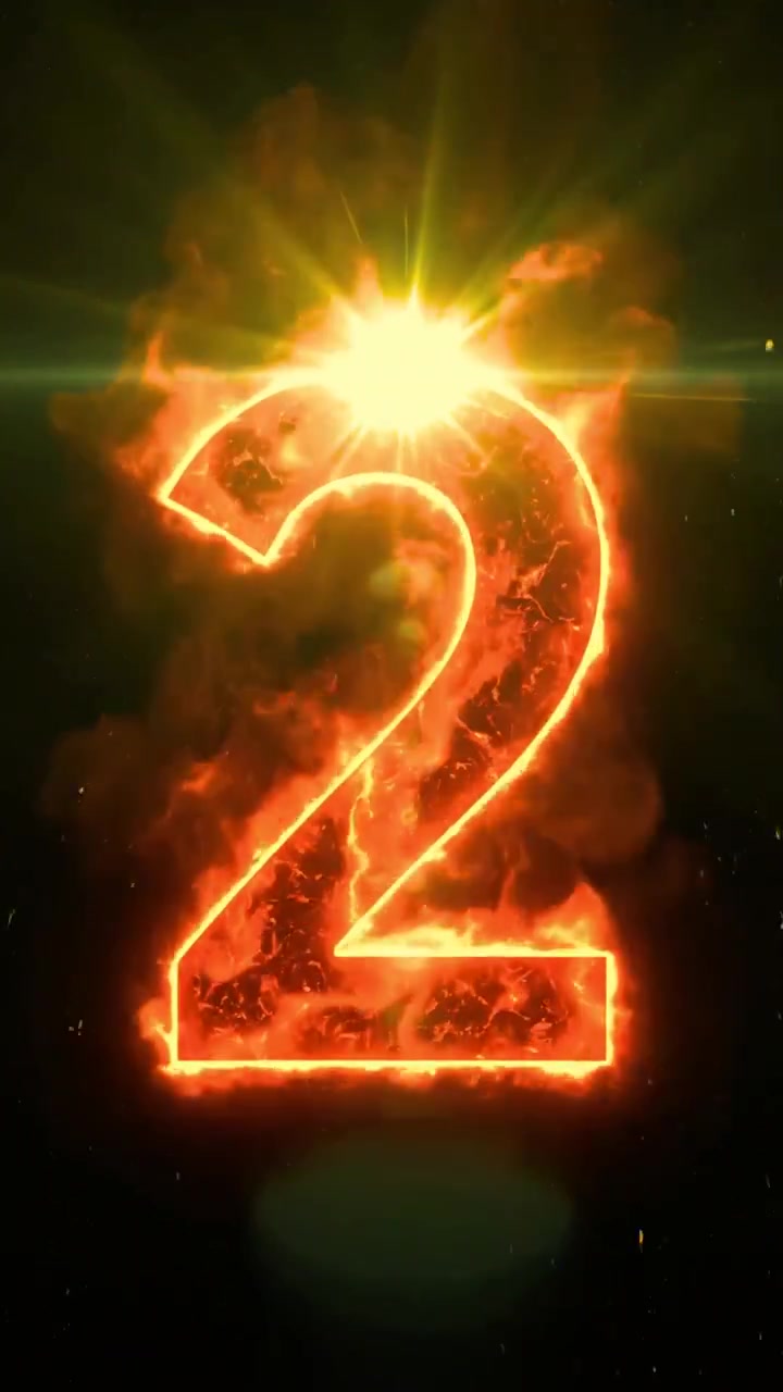 Explosive Fiery Countdown with Bright Light