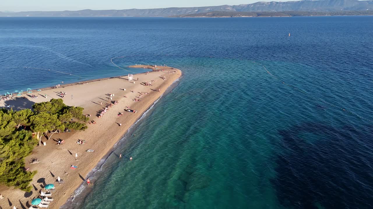 Bol zlatni rat golden horn famous beach aerial drone birds eye view ocean crotia brac island