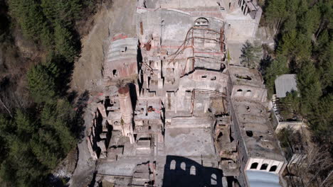 Aerial-View-Of-The-Antigua-Fábrica-De-Cemento-Asland,-Castellar-De-Nuch,-In-Catalonia,-Spain