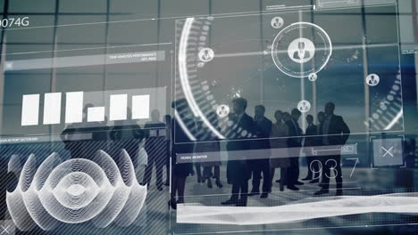 animación del procesamiento de datos digitales sobre los empresarios