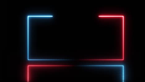Dynamic Red and Blue Neon Frames with Reflections on a Dark Background