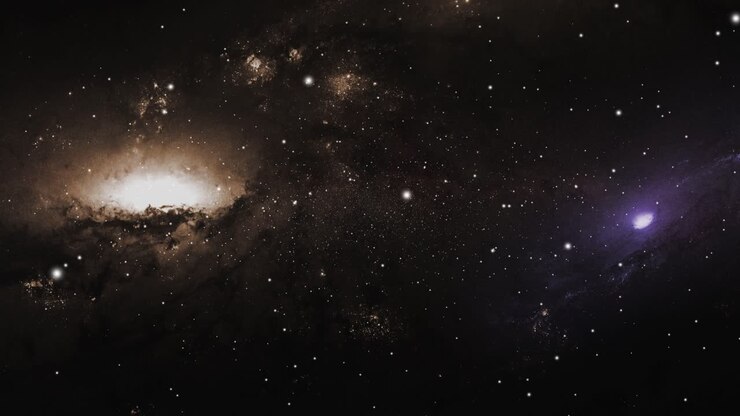 Animazione, scena spaziale oscura con nebulosa