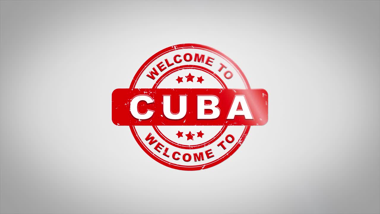 Welcome to CUBA Signed Stamping Text Wooden Stamp Animation. Red Ink on Clean White Paper Surface Background with Green matte Background Included.