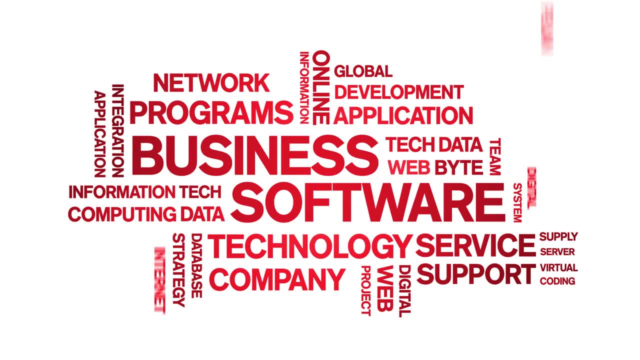 4k Business Software Animated Tag Word Cloud,Text Design Animation typography seamless loop.