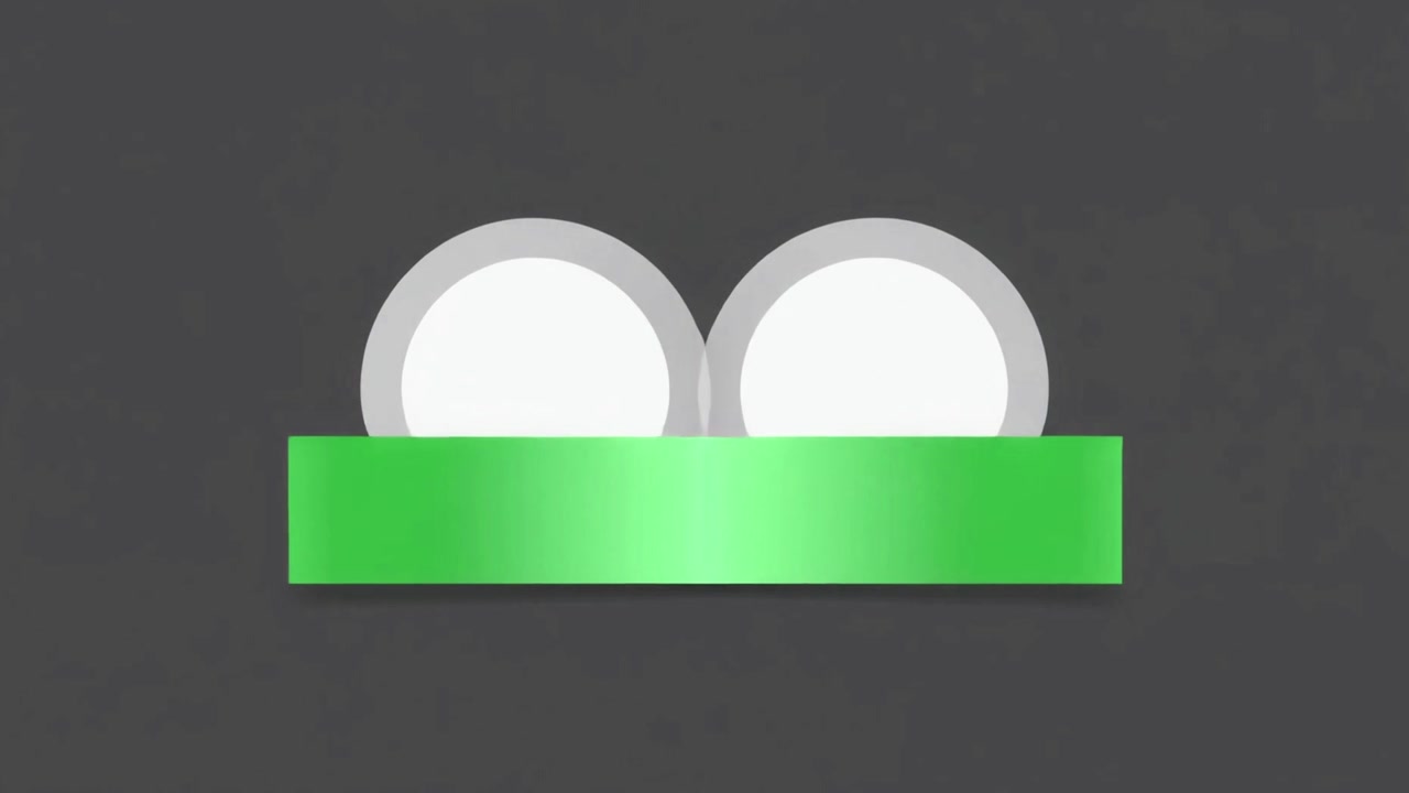 Minimalist Abstract Animation of Expanding Green Bar and White Circles