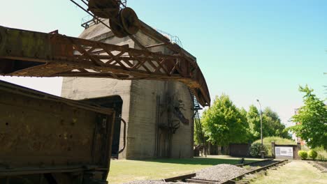 panoramic view of old coal mining machinery on display at the railway museum in temuco, chile