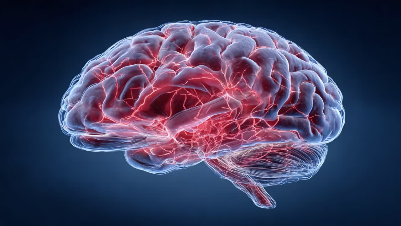 Visual Representation of a Human Brain Highlighting Neural Networks and Cognitive Functions, Showcasing the Complexity of neuronal Connections and Brain Activity