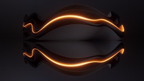 dark curve geometry and glowing lines, 3d rendering.