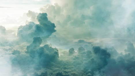 point of view on a thick cloud with a thunderstorm inside