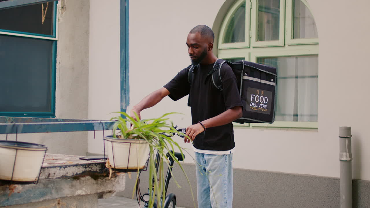 Food Delivery Courier on Bicycle