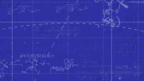 animation of mathematical data processing over blue background