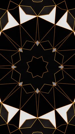 black and yellow abstract background with star pattern. kaleidoscope vj loop vertical