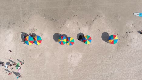 Birds-eye-view-of-Beach-goers-in-Galveston-Island-Texas