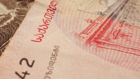 close-up view of georgian lari banknotes